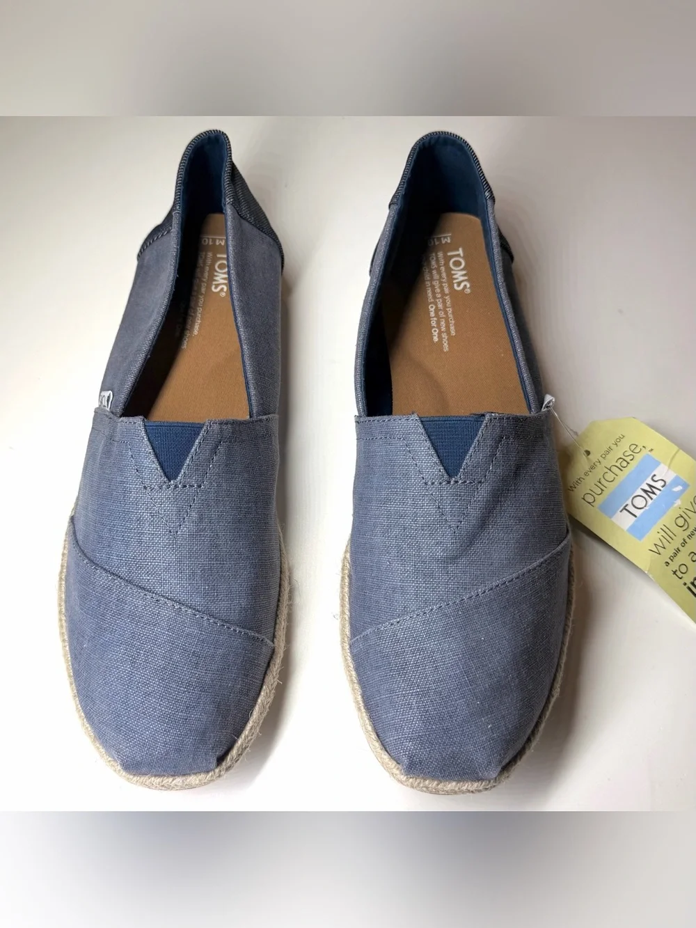 TOMS Mens Coated Linen Rope Sole Classics Deep Ocean Espadrilles Size- 10